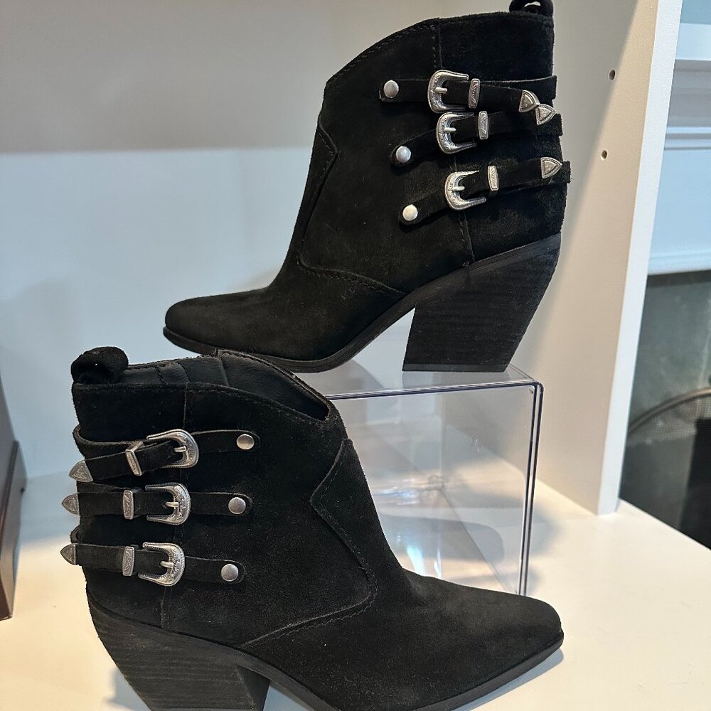 New Zodiac Black Suede Dacey Western Ankle Boots, 7 ½ M